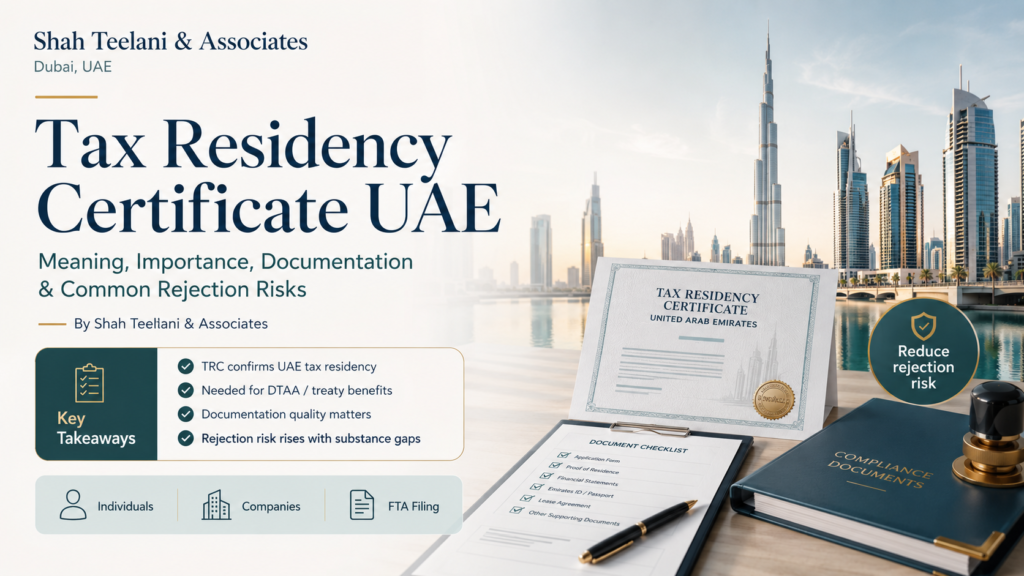 Tax Residency Certificate UAE — Shah Teelani & Associates